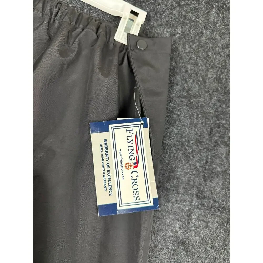 Flying Cross Rain Pants Large Regular Black Waterproof Side Zip NWT Nylon
